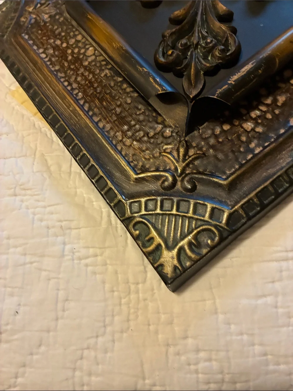Decorative Black and Gold Wall Cross Plaque by